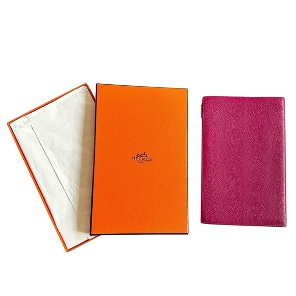 Authentic HERMES Pink Leather Eazip Slim Wallet Passport Holder with Box - Picture 13 of 14